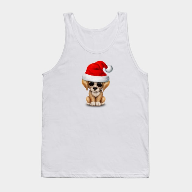 Golden Retriever Puppy Dog Wearing a Santa Hat Tank Top by jeffbartels